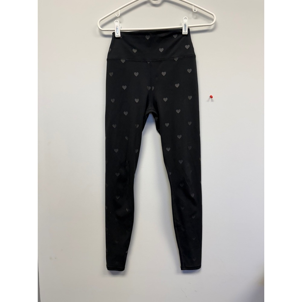 Spiritual Gangster Women Black Tonal Heart High Waisted Yoga Leggings Size Small
